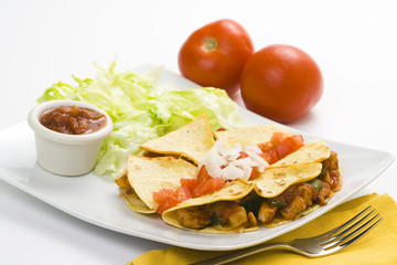 delicious chicken quesadilla and fresh vegetables