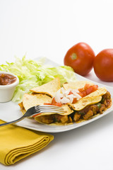 delicious chicken quesadilla and fresh vegetables