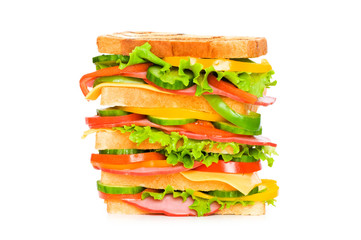 Giant sandwich isolated on the white background