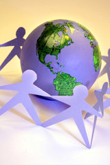 Team and globe