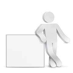 3d character man with empty board
