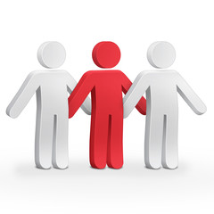 3d character man leader and team members