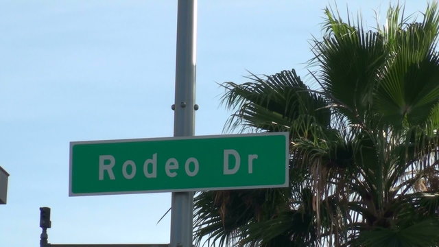 Rodeo Drive sign against blue sky - HD