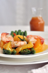 Asparagus and shrimp salad with orange vinaigrette