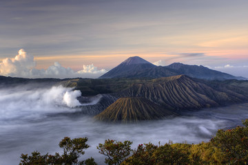 Mount Bromo volcano at sunrise
