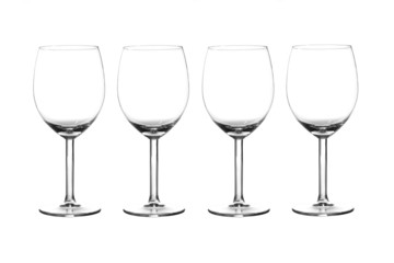 4 empty wine glasses