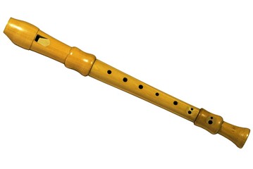 Naklejka premium wooden flute on a white background