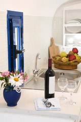 kitchenette kitchen in greek island villa apartment santorini