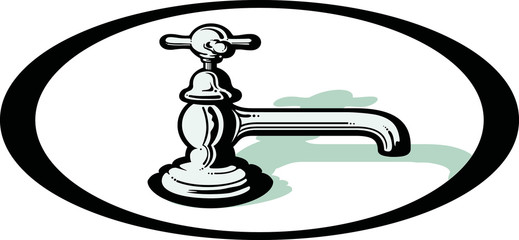 antique water faucet with shadow