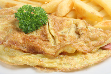 Ham & Cheese Omelet with Chips