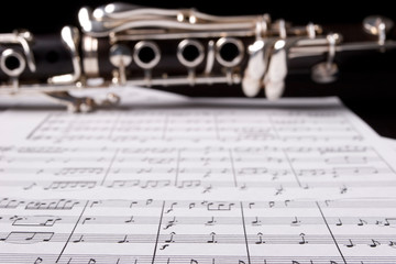 Clarinet over sheet music