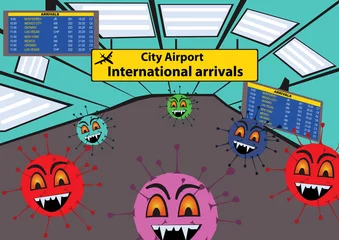 Zelfklevend Fotobehang Virussen op de luchthaven © User friendly