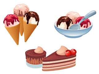 Various sweet desserts