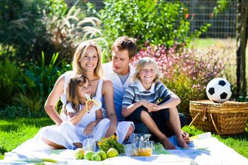 Happy family having a picnic