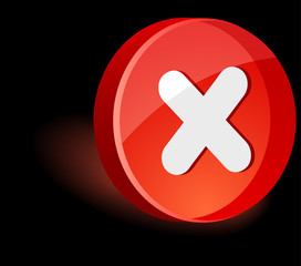 Cancel 3d icon. Vector illustration.