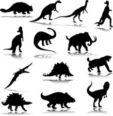 dinosaur illustration silhouettes