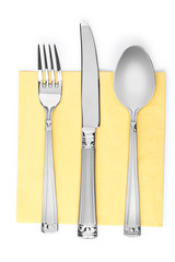 fork, knife and spoon