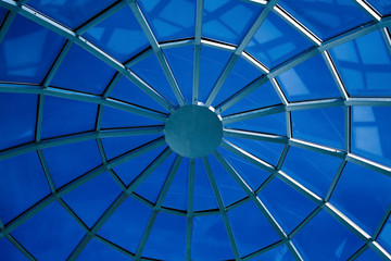 Blue abstract ceiling in office