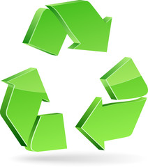 3d Recycle symbol. Vector illustration.