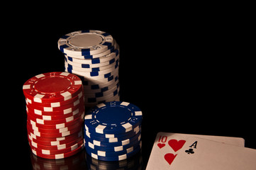 Casino Chips red and black and white