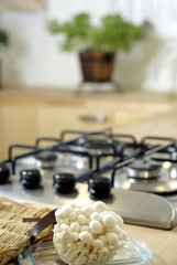 Enoki mushroom in modern kitchen interior