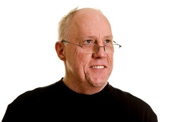 Obraz premium Older Bald Guy Smiling to Left