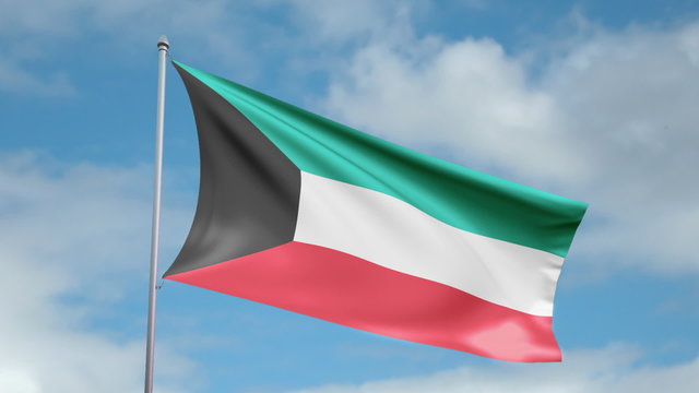 HD 1080p flag of Kuwait. Seamless loop.