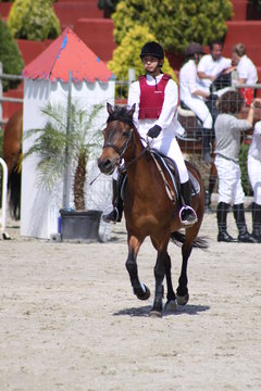 niña a caballo en concurso hípico