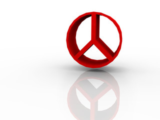 red peace sign on a white background
