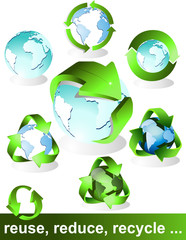 Eco, bio, green and recycle symbols