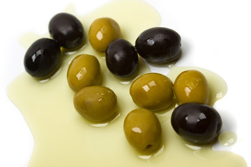 Green and black olives