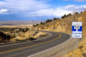 Highway 50 in Nevada, The loneliest road in America, USA - 14729937