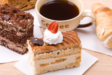 cakes with cup of coffee