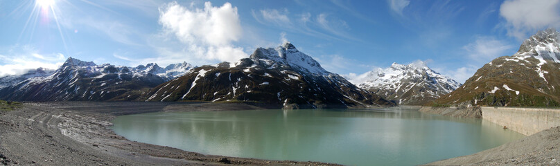 Obraz premium Silvrettasee Staudamm Panorama