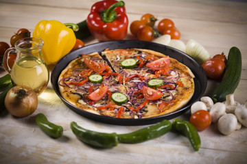 Tomato pizza and italian kitchen