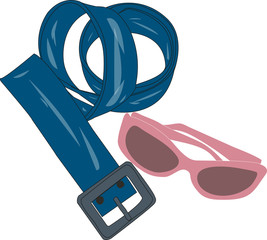 Blue belt and pink sunglasses