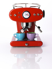 Colourful Espresso Coffee Machine and Cups 1