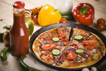 Tomato pizza and italian kitchen