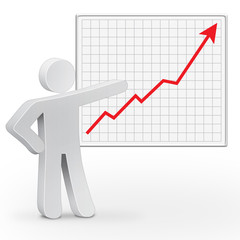 3d character man with business graph