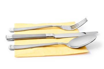 fork, knife and spoon on table-napkin