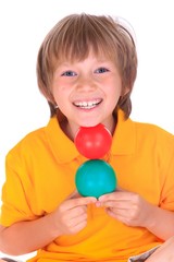 Fototapeta na wymiar Boy with colorful balls