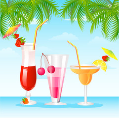 Fruits cocktails with fruits