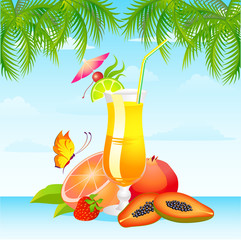 Fruits cocktail with fruits