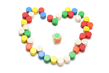 Wooden Blocks Arranged in Shape of Heart