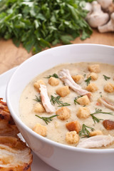 serving of mushroom cream soup