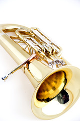 Obraz na płótnie Canvas Gold Brass Tuba Isolated On White