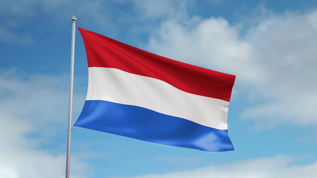 HD 1080p flag of Netherlands. Seamless loop.