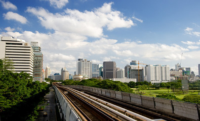 Fototapeta na wymiar Thailand's sky train near downtown area of bangkok