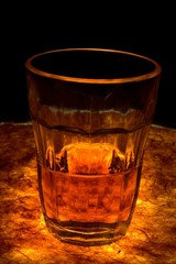 Glass on fire