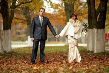 Fototapeta premium Couple on their wedding day